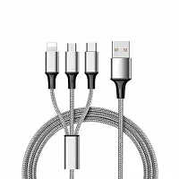 (Hamari dukaan) Mobile Accessories Combo 5V Charger, 3in1 Data Cable, 1meter Long Aux Cable, Earbuds, sim pin.-thumb2
