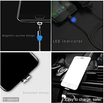 HAMARI DUKAAN) 3 in 1 multi USB fast charging Nylon braided USB charging cable, compatible with Apple iPhone, type B  type C models, Micro charging usb cable - 1.2 Meter long.-thumb3