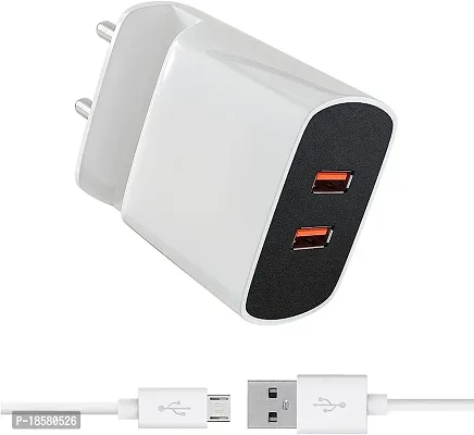 (HAMARI DUKAAN) IV-110V-240V AC 50-60 Hz, OP-DC 5V-3.5A Max Mobile Charger with Inbuilt Mobile Stand, Dual USB Ports-thumb0