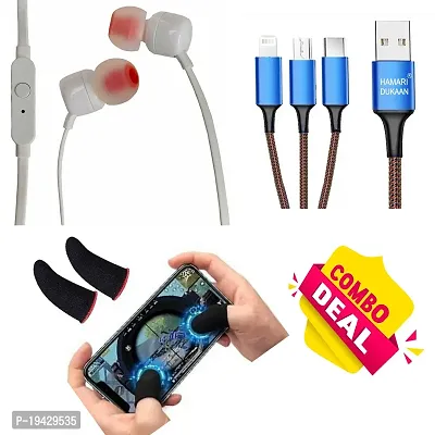 (HAMARI DUKAAN) 3in1 data cable, Earphone with mic and Gaming grip