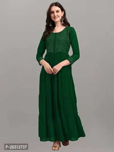 KRIVA Plastics Women's Embroidered Georgette Anarkali Kurta-(LUPI_Green_M)-thumb4