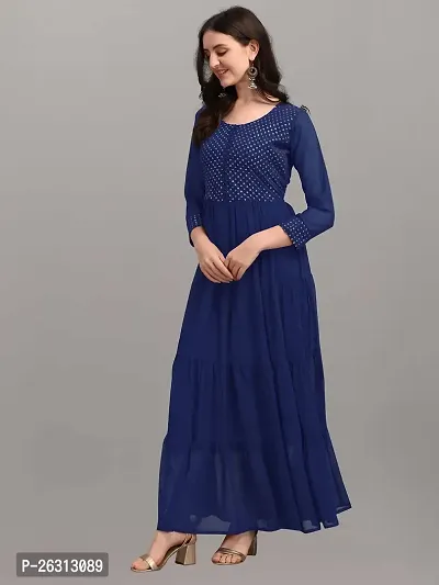 KRIVA Plastics Women's Embroidered Georgette Anarkali Kurta-(LUPI_Blue_3XL)-thumb2