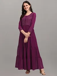 KRIVA Plastics Women's Embroidered Georgette Anarkali Kurta - (Anarkali_LUPI-Purple-XL)-thumb4