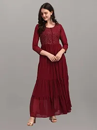 KRIVA Plastics Women's Embroidered Georgette Anarkali Kurta-(LUPI_Maroon_M)-thumb4