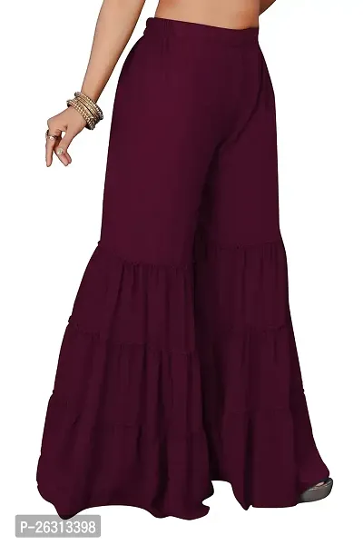 Kriva Women's Georgette Flared Sharara (Purple, Free Size)-thumb3