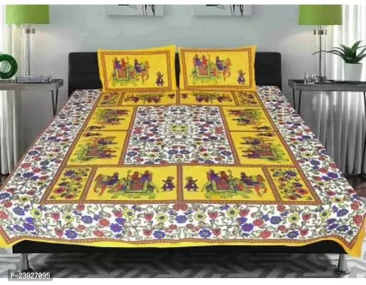 Stylish Cotton Double Bedsheet with 2 Pillowcovers