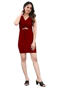 Stylish Polyester Solid Dress For Women-thumb1