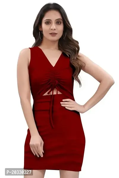 Stylish Polyester Solid Dress For Women-thumb0