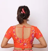 Fashion Secret Women's Cotton Blouse || Elbow Length Sleeves Embroidery Saree Blouse-thumb1