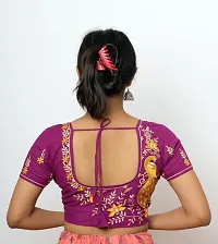 Fashion Secret Women's Cotton Blouse || Elbow Length Sleeves Embroidery Saree Blouse-thumb1