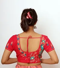 Fashion Secret Women's Cotton Blouse || Elbow Length Sleeves Embroidery Saree Blouse-thumb1