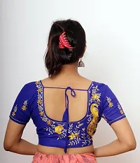 Fashion Secret Women's Cotton Blouse || Elbow Length Sleeves Embroidery Saree Blouse-thumb1