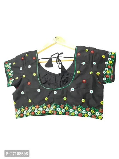 Stylish Cotton Embroidered Black Stitched Blouse For Women