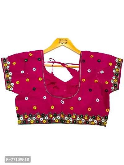 Stylish Cotton Embroidered Pink Stitched Blouse For Women