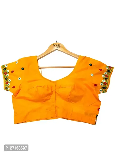 Stylish Cotton Embroidered Yellow Stitched Blouse For Women