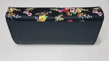 Floral Printed Black Clutch/Purse/Wallet For Women/Ladies-thumb1