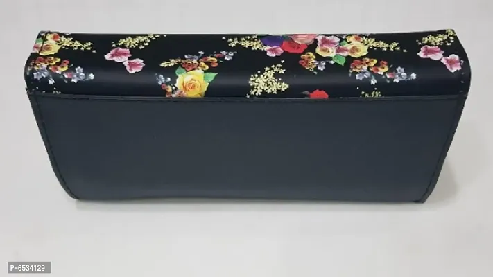 Floral Printed Black Clutch/Purse/Wallet For Women/Ladies-thumb2