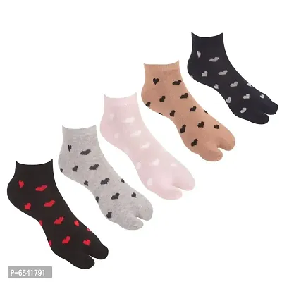 Women Ankle Length Cotton Thumb Multicolored socks -Pack