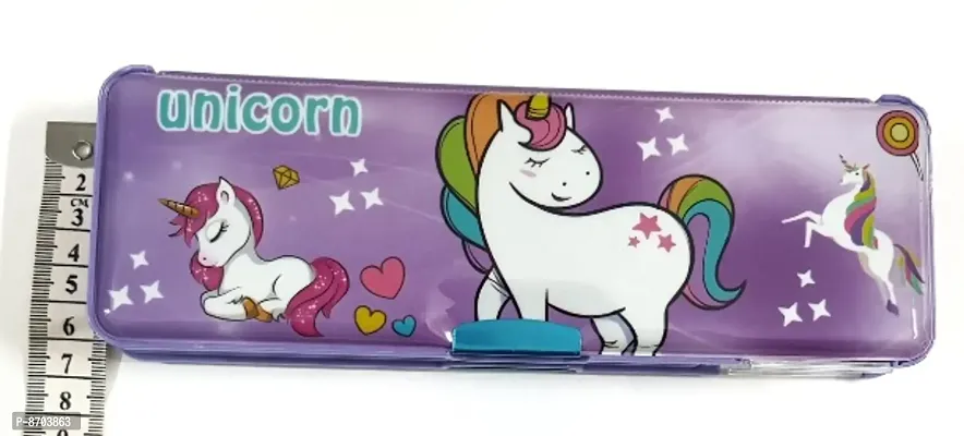 Magnetic Pencil Box with Sharpener ndash; Unicorn Themed  Pencil Case for Kids (assorted designs Pink ,purple colours))-thumb6