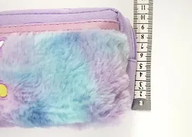 Unicorn Soft Plush Fur Fabric Pencil Storage Case Pouch- Kids (assorted colours pink purple)-thumb4