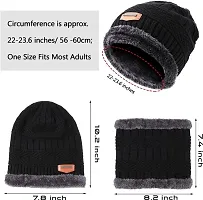 Unisex Winter Wear Wool Beanie Cap Plus Muffler Scarf Combo Set (Any Color)-thumb2