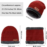 Unisex Winter Wear Wool Beanie Cap Plus Muffler Scarf Combo Set (Any Color)-thumb2