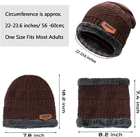 Unisex Winter Wear Wool Beanie Cap Plus Muffler Scarf Combo Set (Any Color)-thumb2