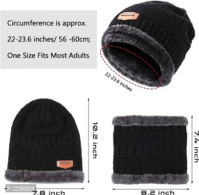 Unisex Winter Wear Wool Beanie Cap Plus Muffler Scarf Combo Set-thumb3