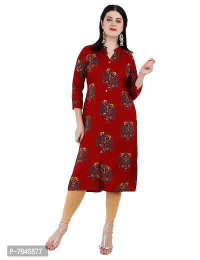 SANJH Maroon Floral Printed Straight Kurti