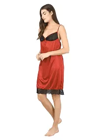 Elegant Satin Self Pattern Short Nighty For Women-thumb2