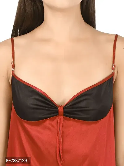 Elegant Satin Self Pattern Short Nighty For Women-thumb4