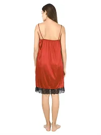 Elegant Satin Self Pattern Short Nighty For Women-thumb1