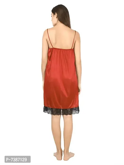 Elegant Satin Self Pattern Short Nighty For Women-thumb2