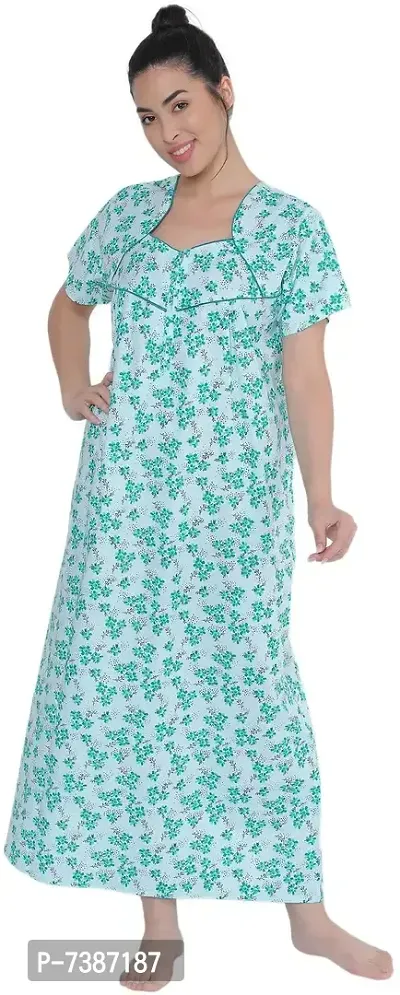 Elegant Cotton Printed Nighty For Women-thumb0