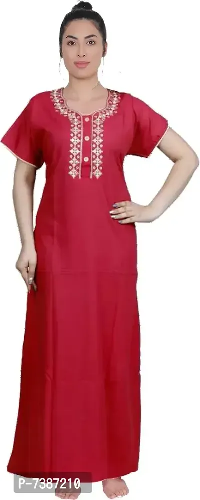 Elegant Polycotton Embroidered Nighty For Women