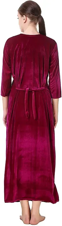 Elegant Velvet Printed Nighty For Women-thumb1