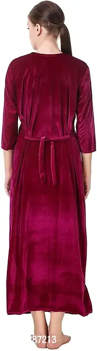 Elegant Velvet Printed Nighty For Women-thumb2