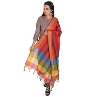 SANJH Women's Poly-Cotton Dupatta with Woven Border and Kantha Theme in The Middle (Multicolour; Free Size)-thumb2