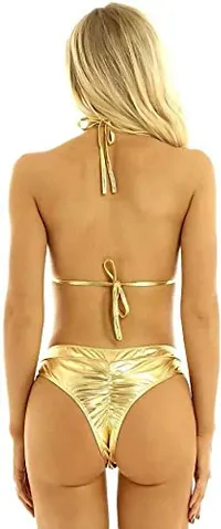 WILDSELF Women Two Piece Spandex Golden (Bra, Panty) Lingerie Set (Free Size)-thumb1