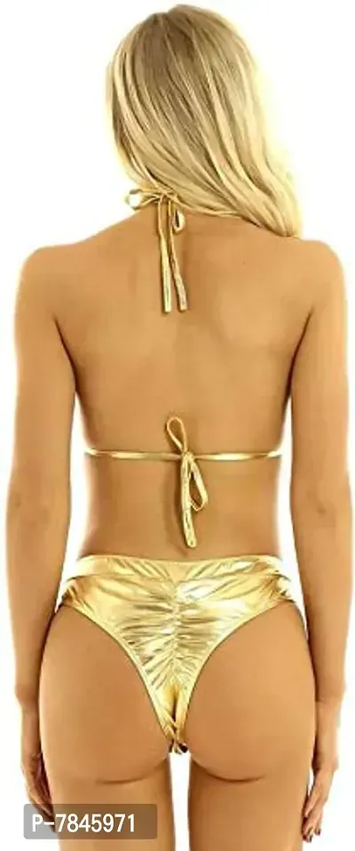 WILDSELF Women Two Piece Spandex Golden (Bra, Panty) Lingerie Set (Free Size)-thumb2