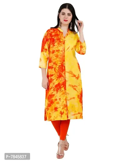 SANJH Yellow Orange Rayon Dye Kurti