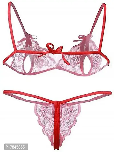 SANJH Women Two Piece Boo-pe Lingerie Set (Free Size, Red)-thumb2