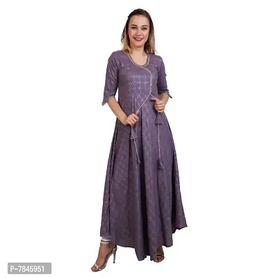 SANJH Checkered Gown Kurti with Full Ghera