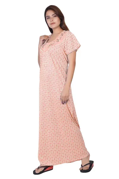 Multicolored Cotton Printed Night Gown