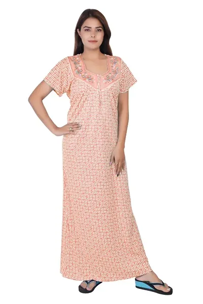 Multicolored Cotton Printed Night Gown