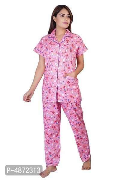 Cotton Night suit Set Teddy Print (Shirt and Pyjama)-thumb0