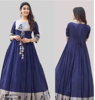 Stylish Blue Rayon Printed Indo-western Gown For Women