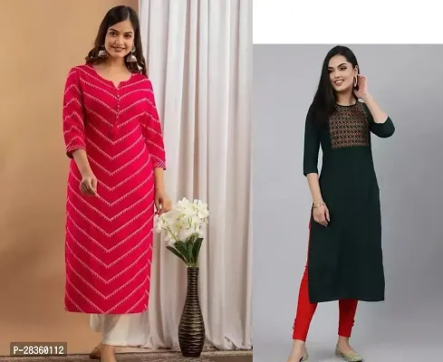 Stylish Multicoloured Rayon Solid Stitched Kurta For Women Pack Of 2