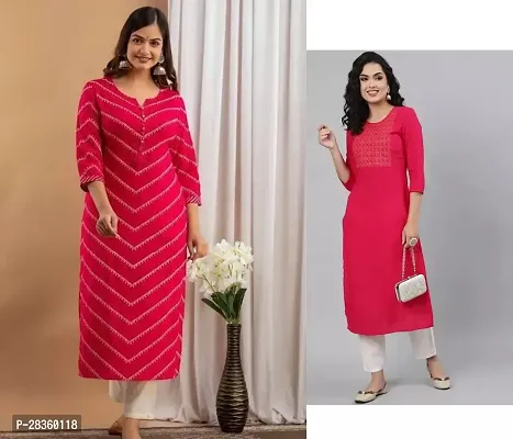 Stylish Red Rayon Solid Stitched Kurta For Women Pack Of 2