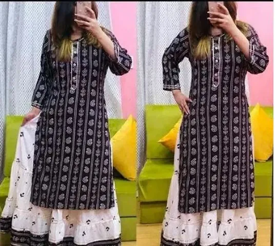 Stunning Rayon Kurta with Skirt Set For Women